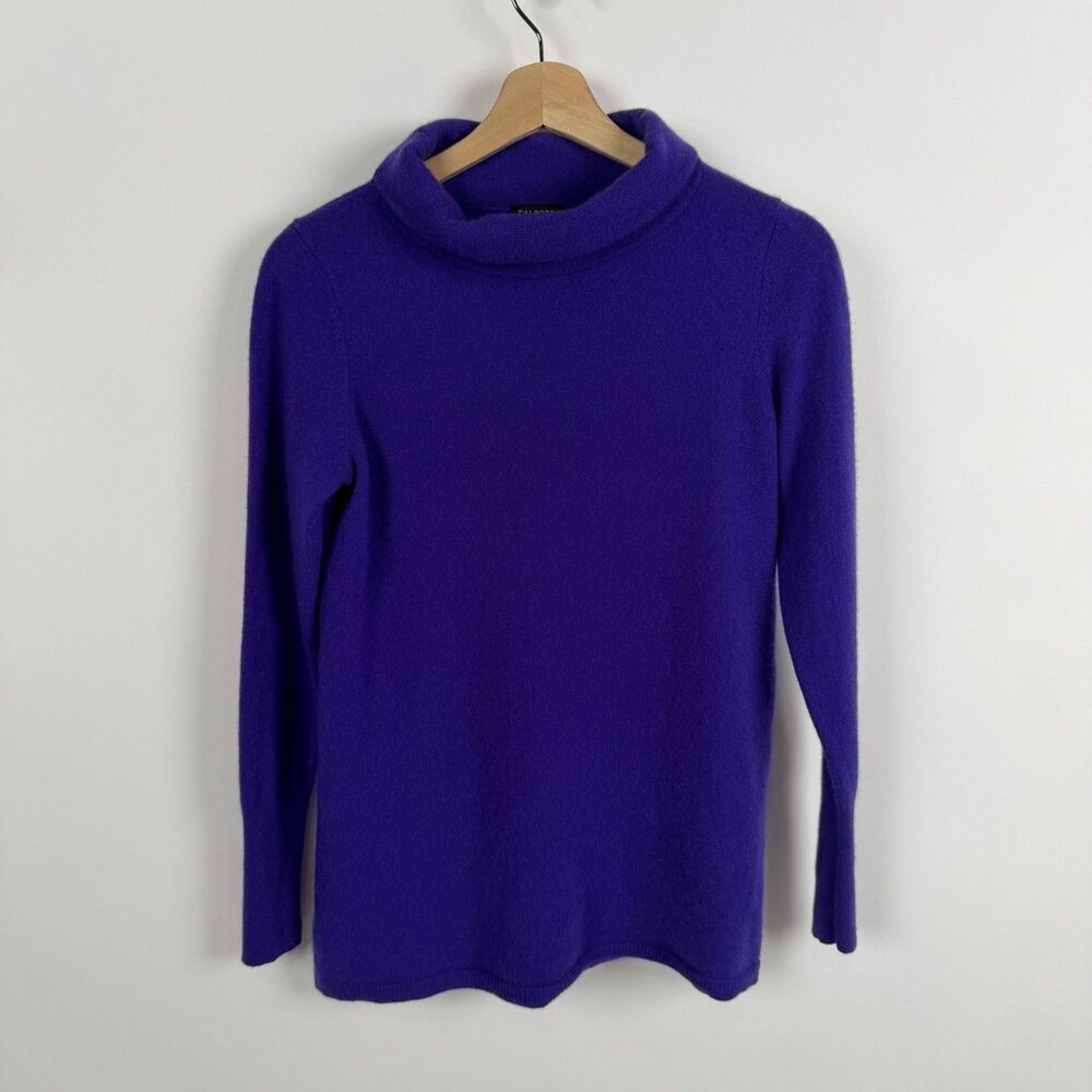 Talbots Sabrina 100% Cashmere Sweater Women Small Purple Roll Mock Neck Classic